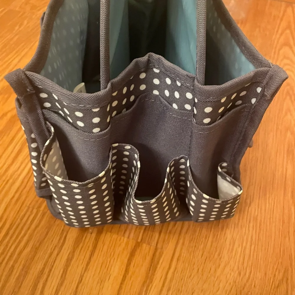 Gray Polka Dot & Floral Organizer Caddy and shower shelf bundled